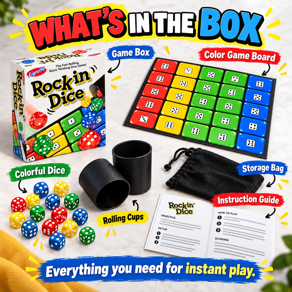 Rock Dice Game – Rolling Board Game for Family Game Night