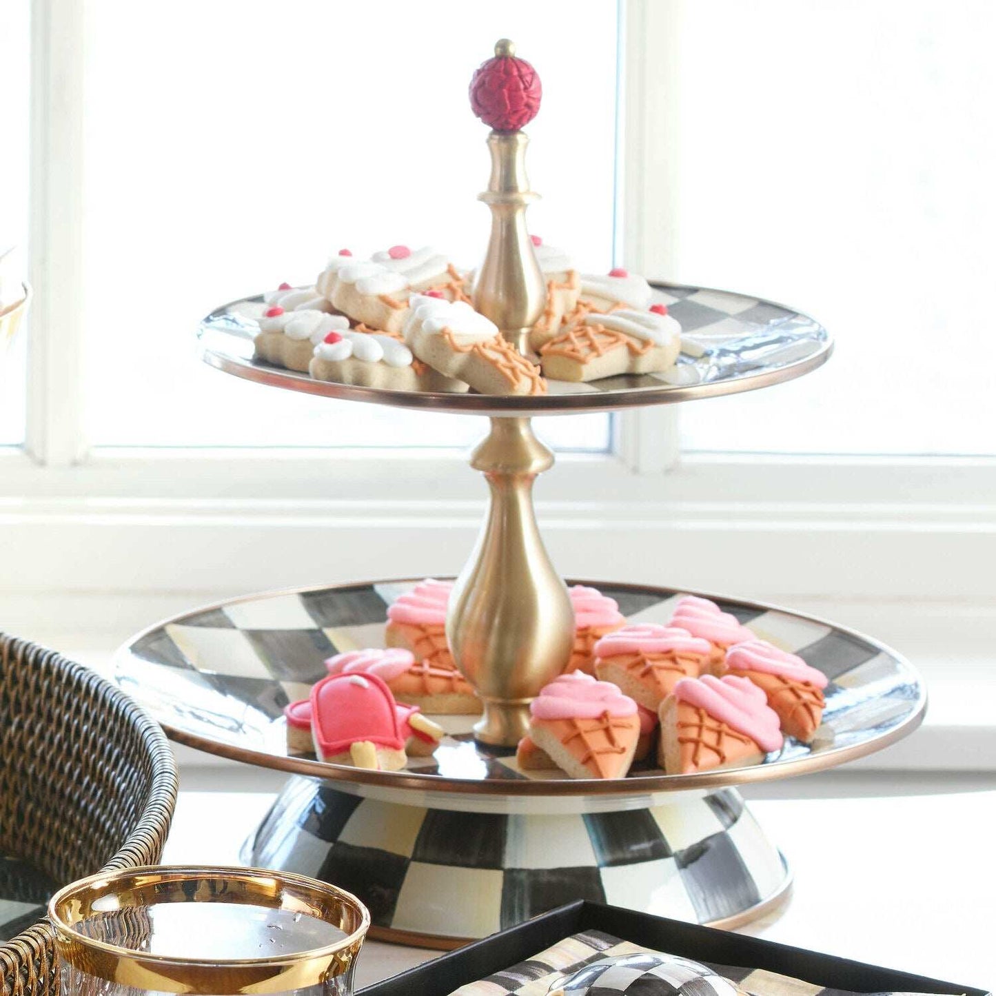 Courtly Check Enamel Two Tier Sweet Stand