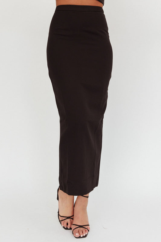 Switched On Column Maxi Skirt Black