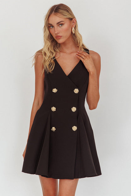 Tiana Double Breasted Mini Dress Black