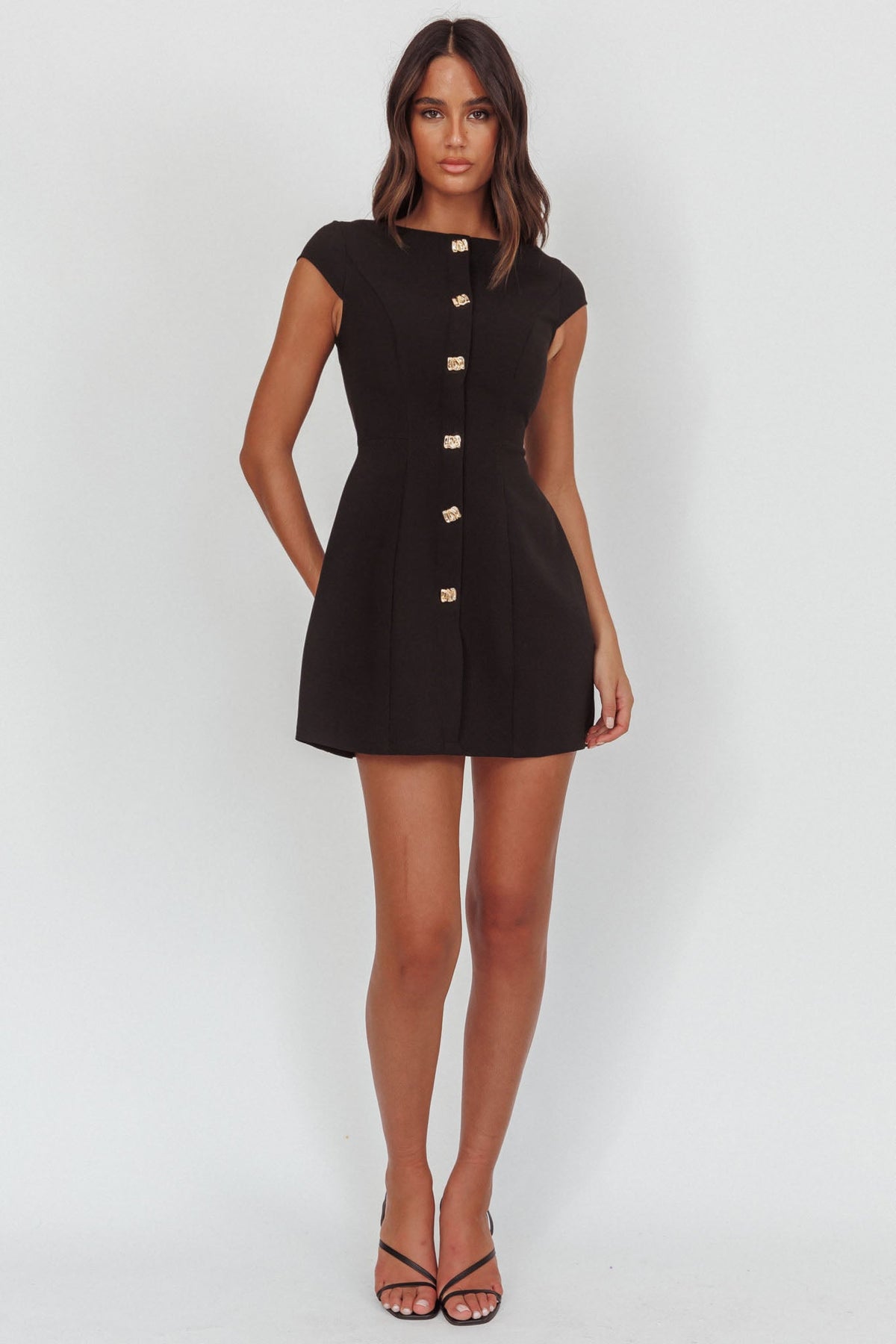 Rebel Cap Sleeve Mini Dress Black