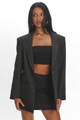 Serana Notch Lapel Oversized Blazer Black