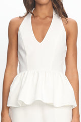Molly Halter Peplum Top White
