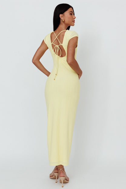 Elenice Cap Sleeve Cut-Out Midi Dress Lemon