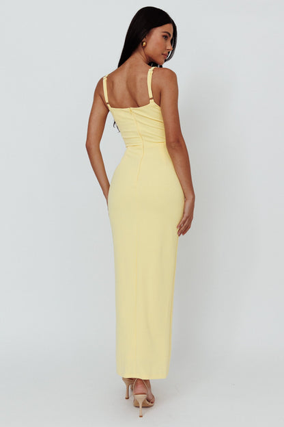 Love To Love Front Split Maxi Dress Lemon