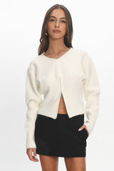 Karisa Zipper Hem Knit Top Cream