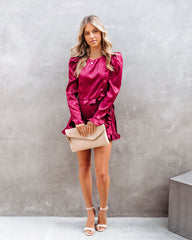 Define Beauty Satin Embossed Wrap Skort - Wine