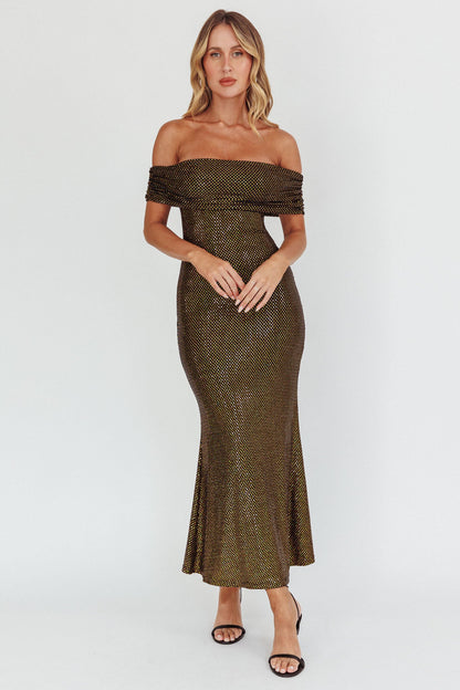 Kailey Off-Shoulder Maxi Dress Spangle Black