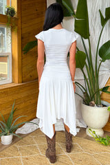 Effortless Babe Handkerchief Flowy Skirt (White)