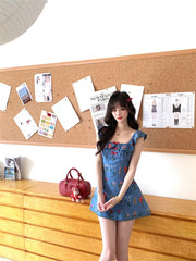 Floral Ruffle Strap Mini Dress