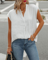 Girona Satin Blouse - Pearl