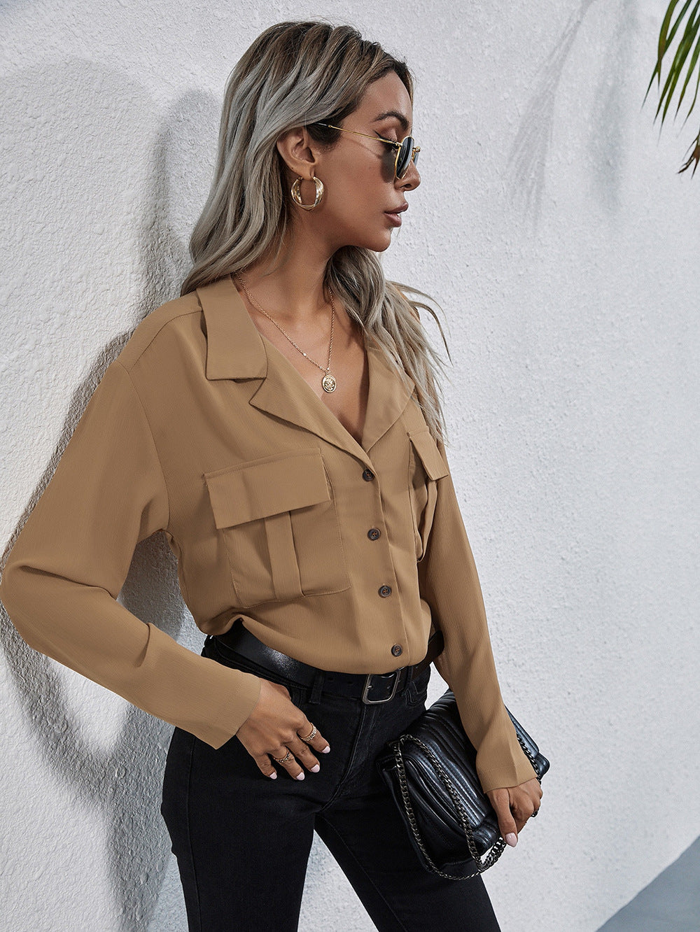 Grace Sheer Wrap Blouse - Light Mocha