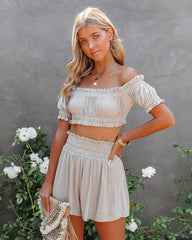 Gramm Off The Shoulder Crop Top - Sage