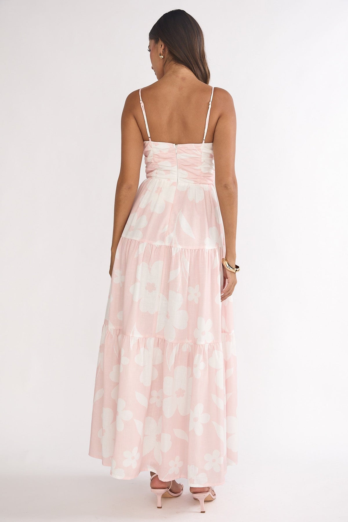 Darelle Tied Bodice Maxi Dress Floral Pink