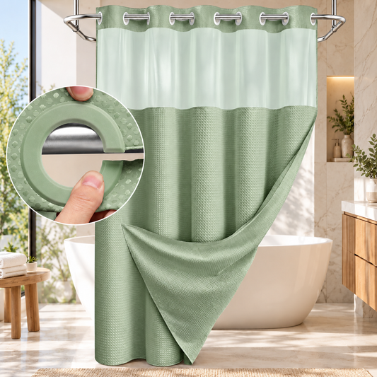 Double Layer Waffle-Pattern Shower Curtain