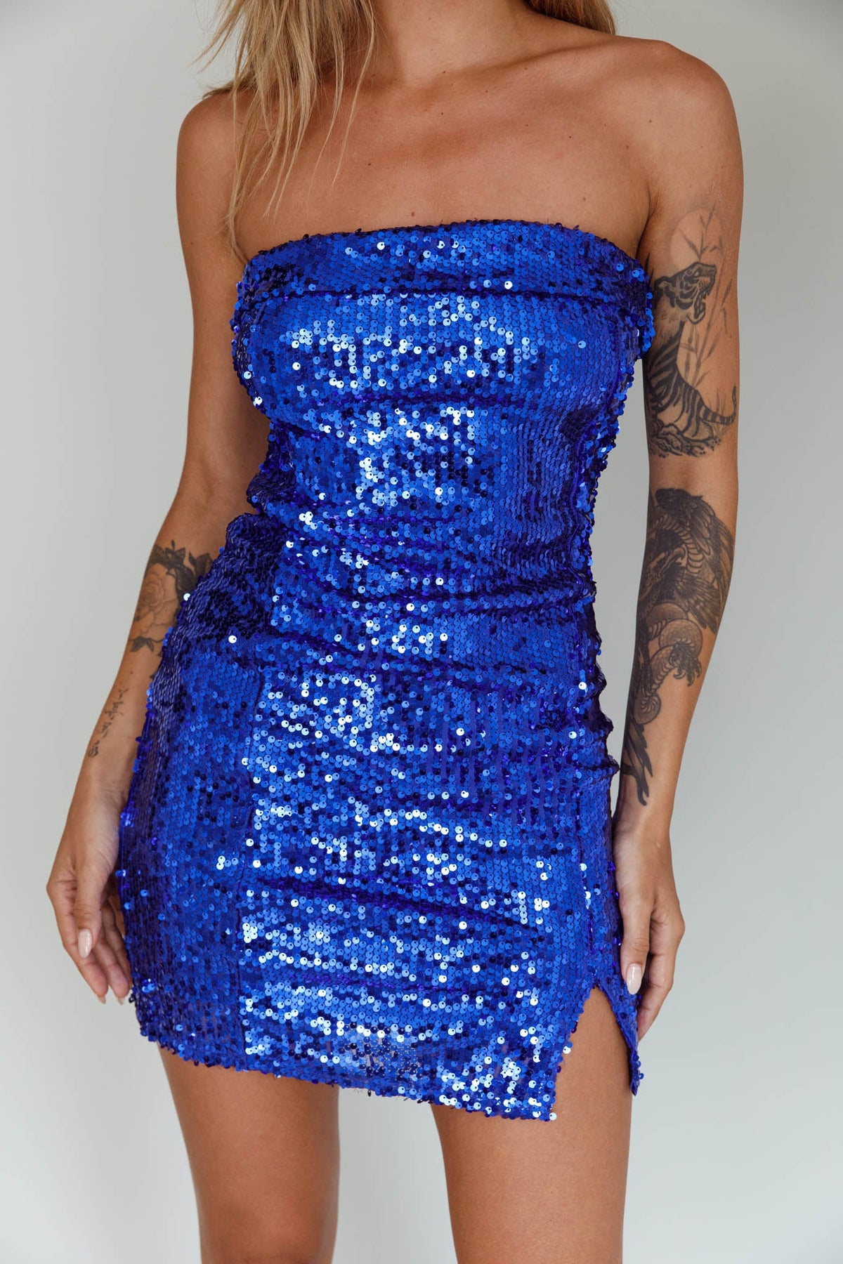 Drive Me Crazy Sequin Mini Dress Blue