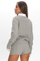 LIONESS Coastal Cable Knit Sweater Cloud