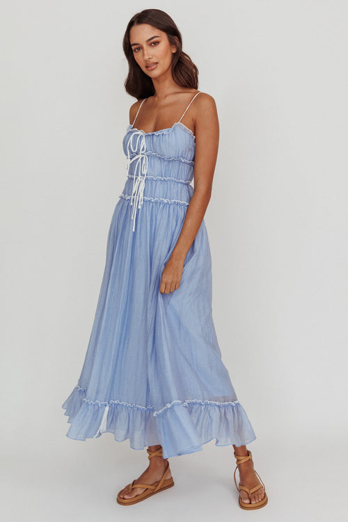 Maidens Tie Accent Maxi Dress Cloud Blue