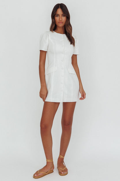 Philomena Button Front Mini Dress White