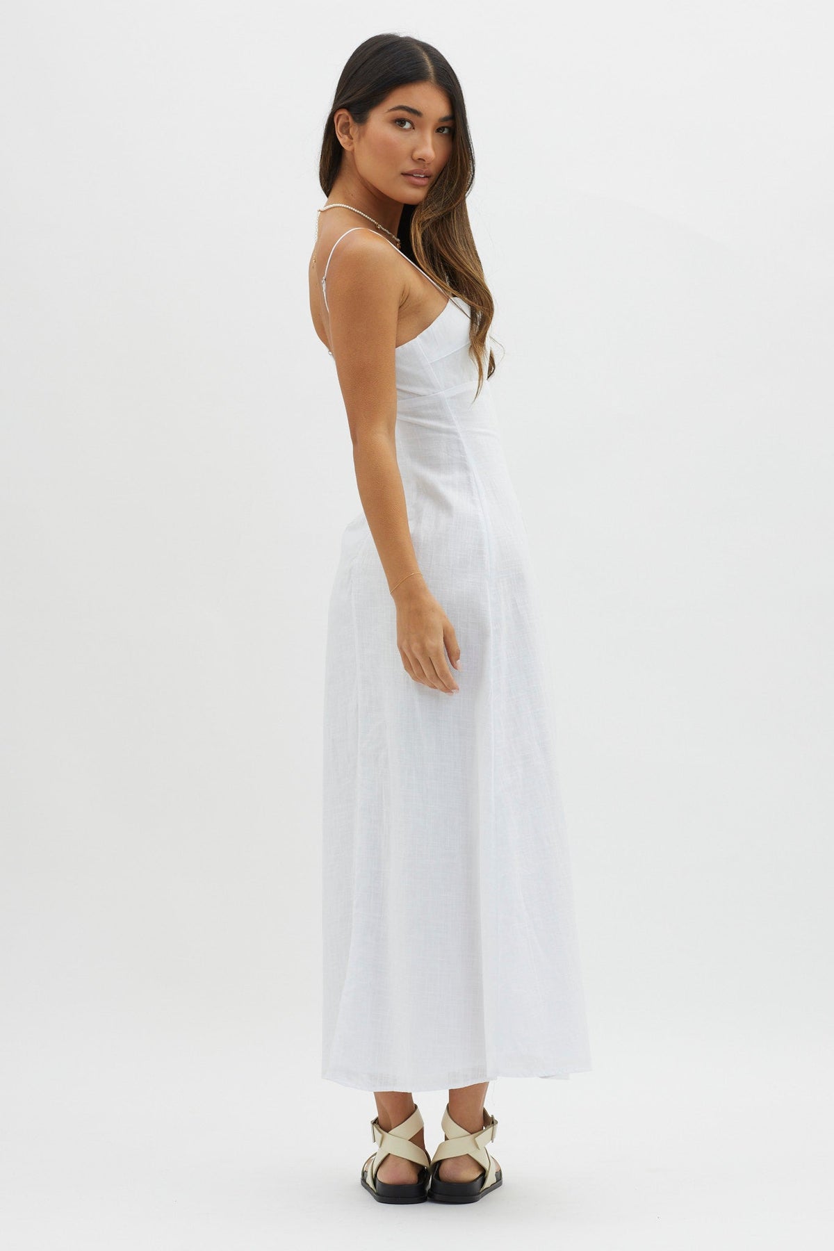 Be Yourself Keyhole Bust Maxi Dress White