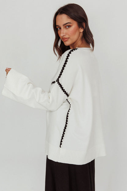 Guardian Contrast Knit Sweater Off White
