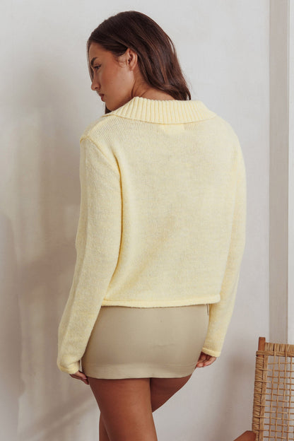 Margaret Button-Up Knit Cardigan Butter