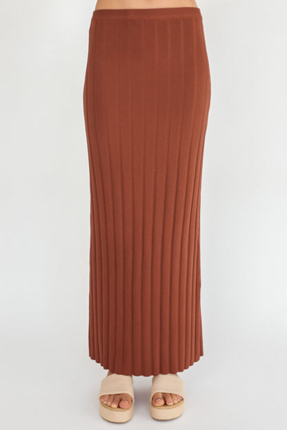 Kimora Ribbed Knit Maxi Skirt Brown