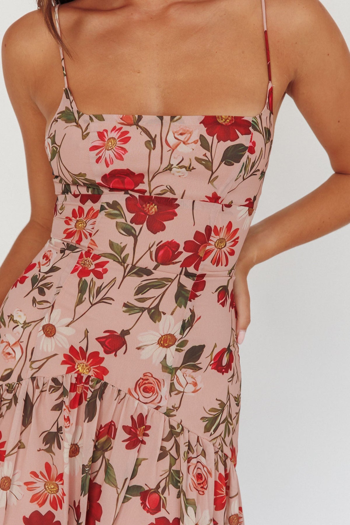 Monday Muse Drop Waist Maxi Dress Floral Red
