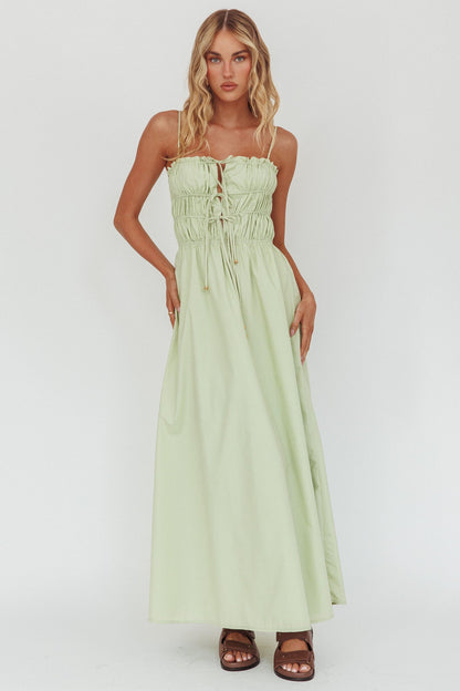 Remember When Tied Bodice Maxi Dress Sage