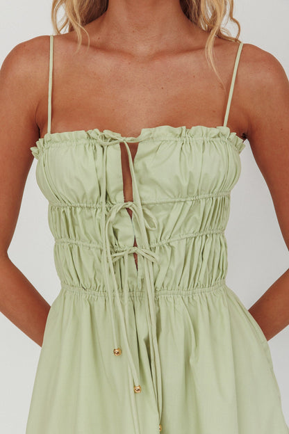 Remember When Tied Bodice Maxi Dress Sage