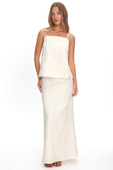 Alondra Textured Maxi Skirt Oatmeal