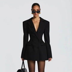 V Neck Blazer Dress