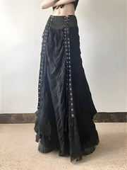 Y2K Goth Ruched Maxi Skirt