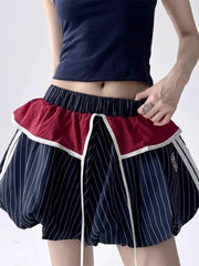 Y2K Striped Balloon Mini Skirt