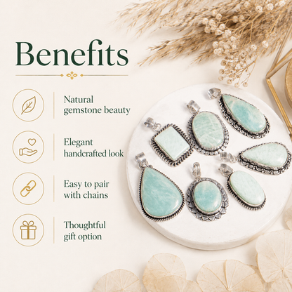 Amazonite Pendants – Natural Crystal Pendants Healing Gemstone Pendants