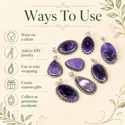 Amethyst Pendants – Natural Crystal Pendants Healing Gemstone Pendants