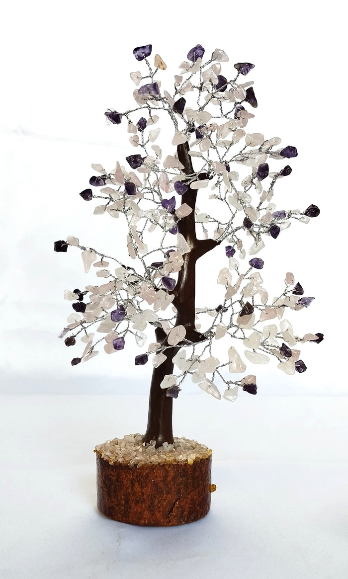 Amethyst with Rose Quartz Gemstones Tree, Mix Crystal Tree.