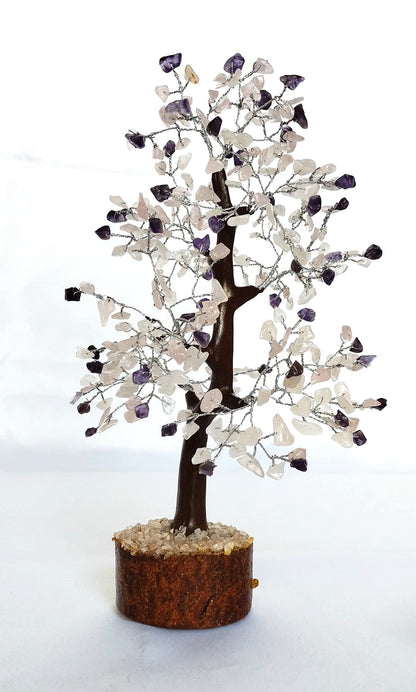 Amethyst with Rose Quartz Gemstones Tree, Mix Crystal Tree.