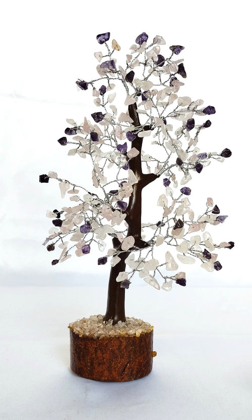 Amethyst with Rose Quartz Gemstones Tree, Mix Crystal Tree.