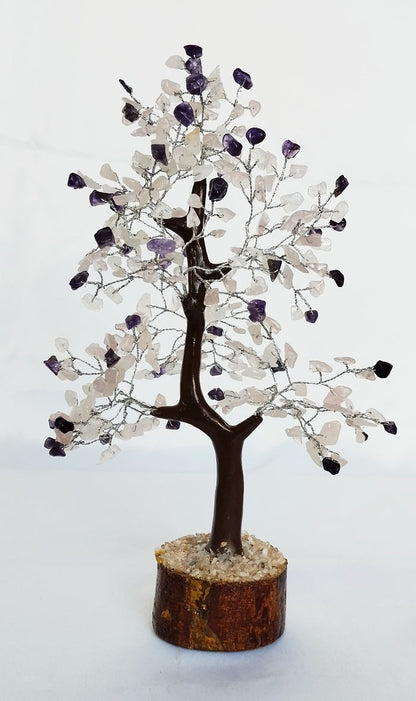 Amethyst with Rose Quartz Gemstones Tree, Mix Crystal Tree.