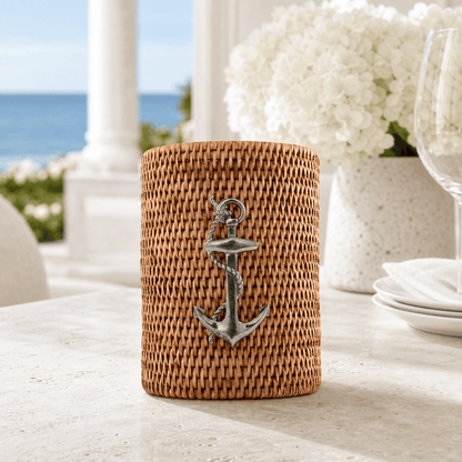 Anchor Hand Woven Wicker Rattan Utensils Holder 2