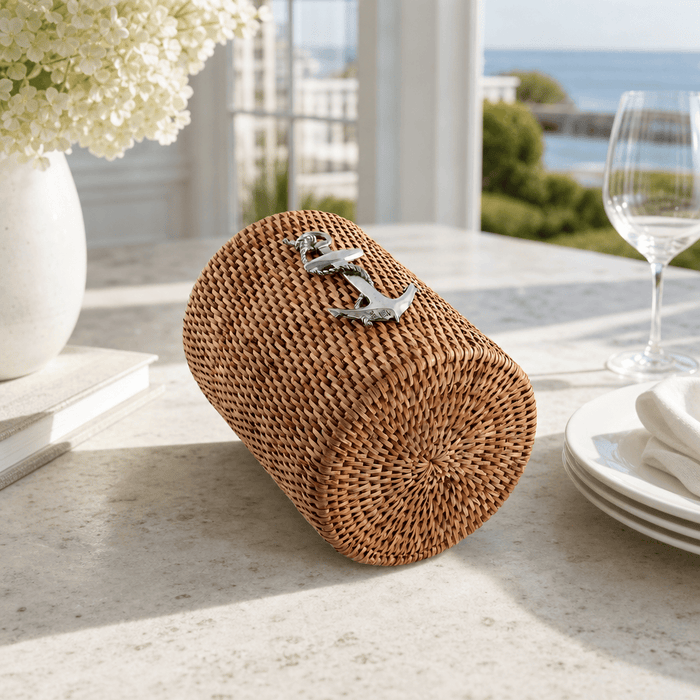 Anchor Hand Woven Wicker Rattan Utensils Holder 5