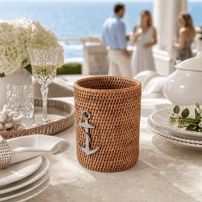 Anchor Hand Woven Wicker Rattan Utensils Holder 8