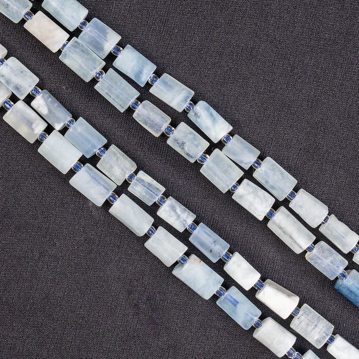 Aquamarine Gemstone Pipe Bead, Crystal Healing Tube Beads.