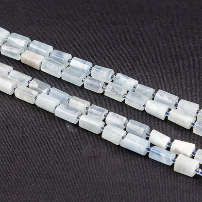 Aquamarine Gemstone Pipe Bead, Crystal Healing Tube Beads.