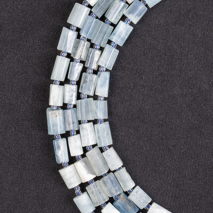 Aquamarine Gemstone Pipe Bead, Crystal Healing Tube Beads.
