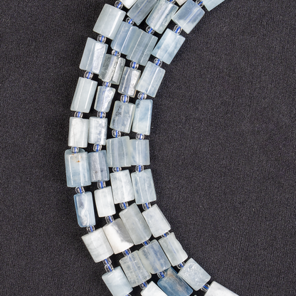 Aquamarine Gemstone Pipe Bead, Crystal Healing Tube Beads.