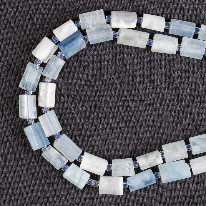Aquamarine Gemstone Pipe Bead, Crystal Healing Tube Beads.