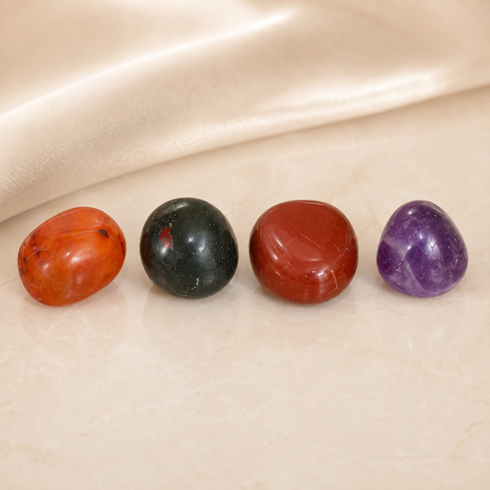 ARIES Zodiac Crystal Kit, Aries Birthstones Tumbled Stones Set, Aries Stones Gifts