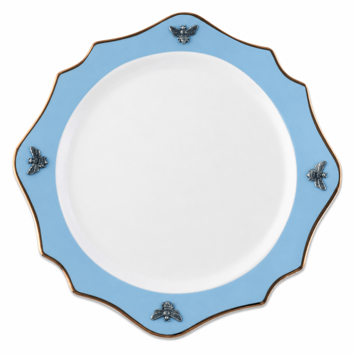 Bee Bone China Charger Blue with Gold Rim 1